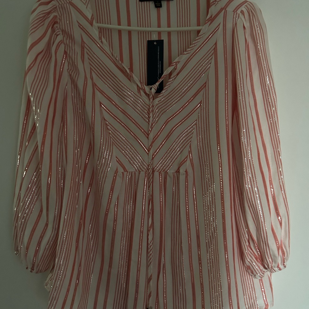 Adreine vitadini top, silver peach and white stripes size small